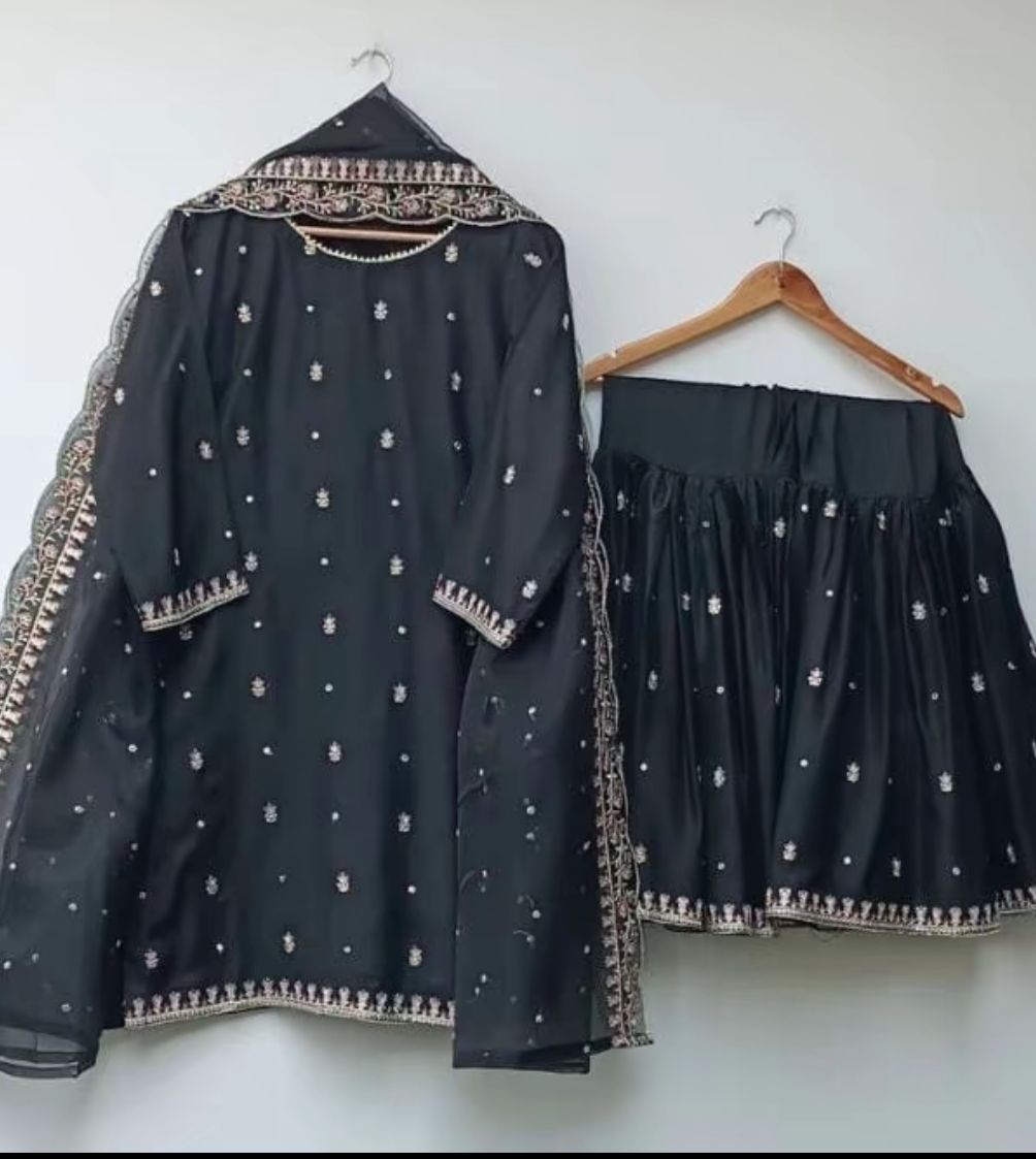 Cotton Silk gharara Stitched suit