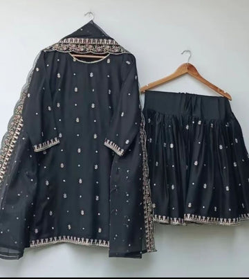 Cotton Silk gharara Stitched suit